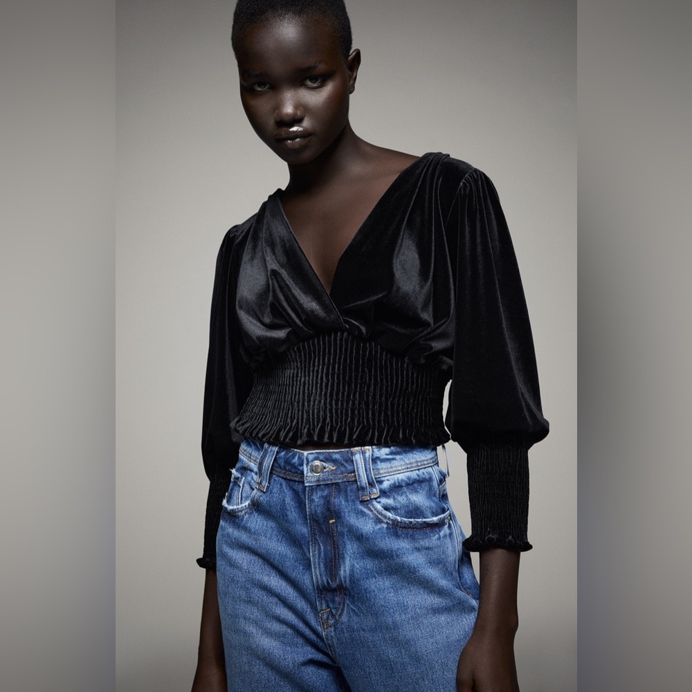 ZARA Velvet Crop Top